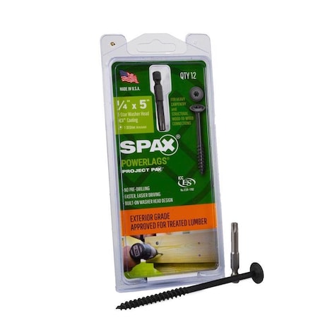 Spax SPAX PowerLag 1/4 in. in. X 5 in. L T-30 Washer Head Serrated Structural Screws 45818207012743